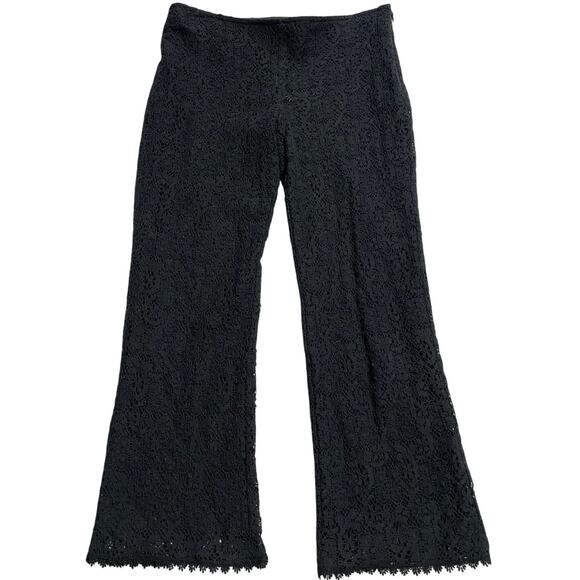 VTG Hype Lace Pants Cropped Boot Cut Womens Size 4 USA Made 7102801 G8974 Black - Picture 1 of 9